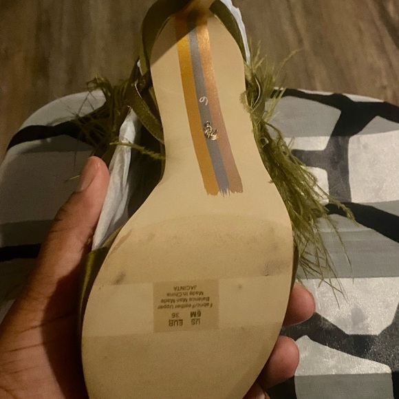 Sam Edelman Green Heels with Feather Detail